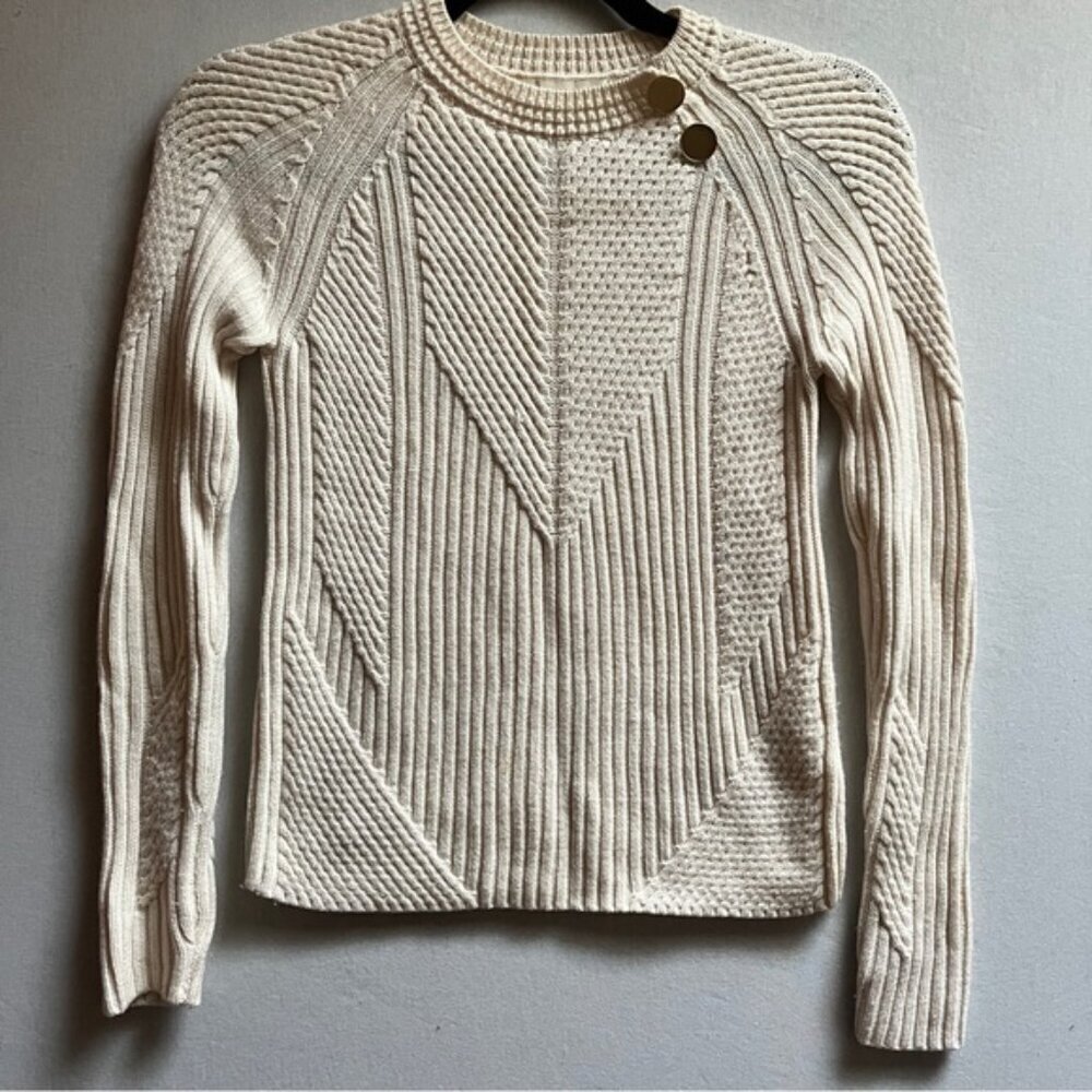 Vanessa Bruno cable knit 100% wool crew neck sweater Sz S